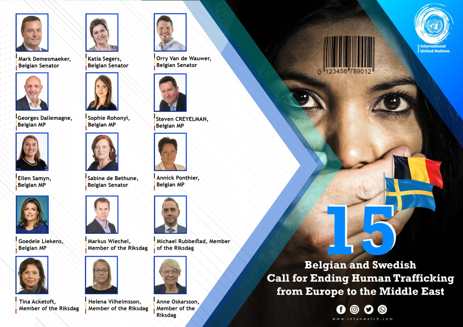  15 Belgian and Swedish MPs Call for Ending Human Trafficking from Europe to the Middle East